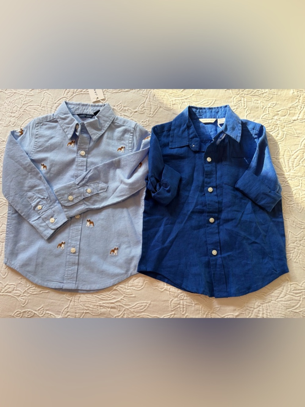 Janie and Jack Light Blue Oxford & Navy Button-Down Shirts new 18-24m